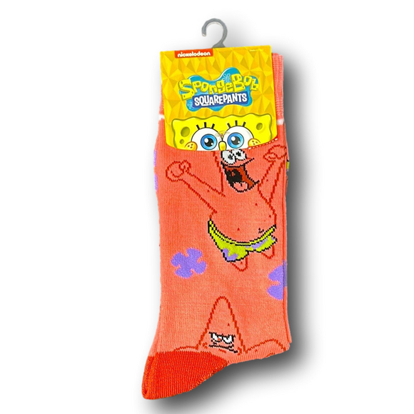 3/$20 Sponge Bob Square Pants Patrick Starfish Funny Novelty Crew Socks - NWT - Picture 1 of 3